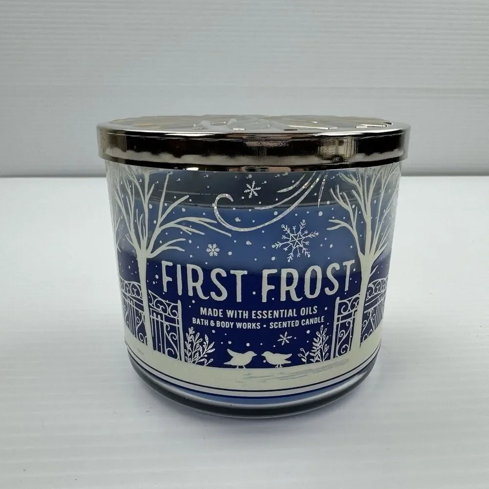 Bath & Body Works First Frost 3-Wick Scented Candle 14.5 oz Winter Blue - Picture 9 of 9